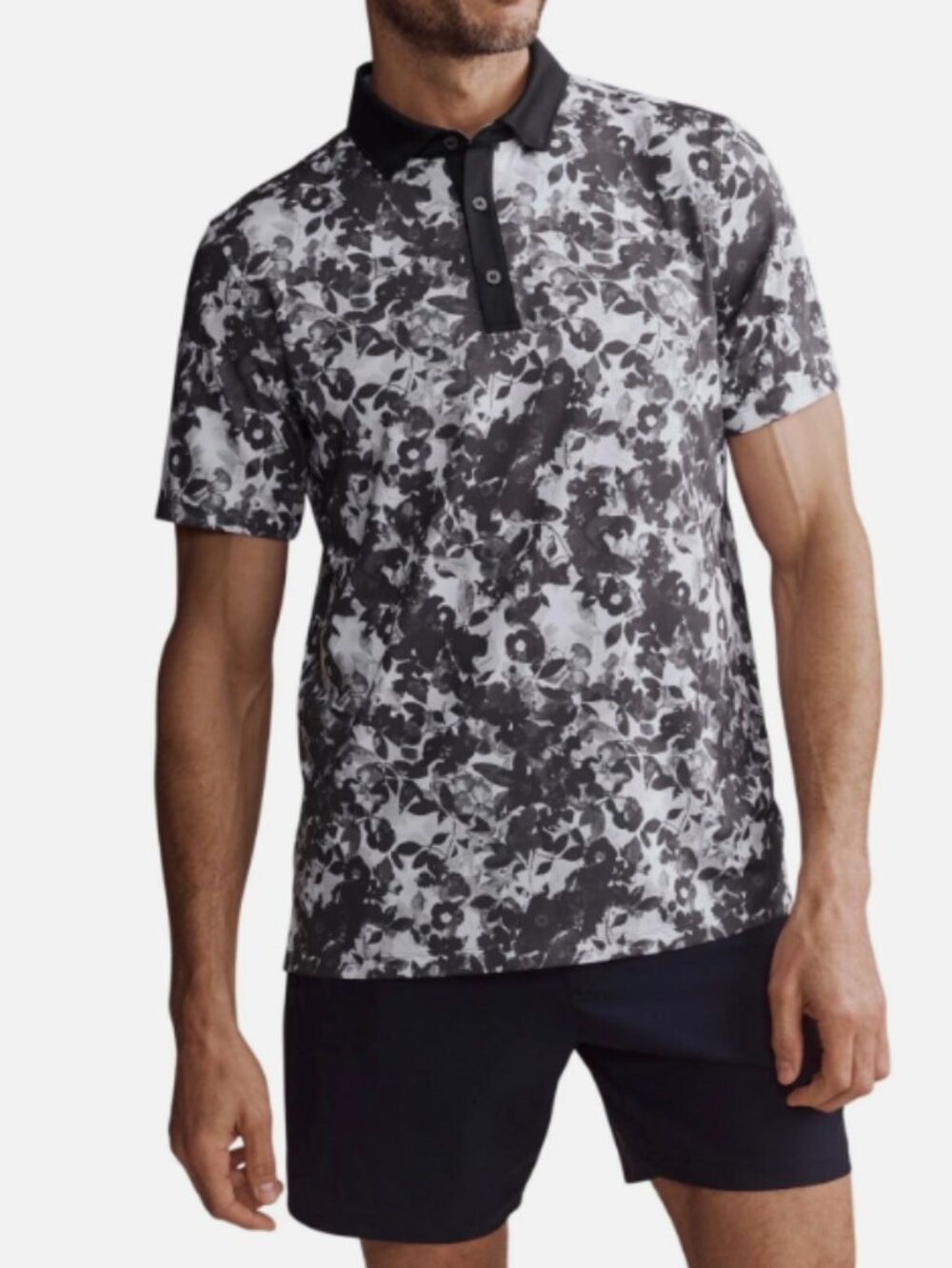 Rhone Patterned Performance Polo Shirt Medium NWT Golf Stretch Athleisure